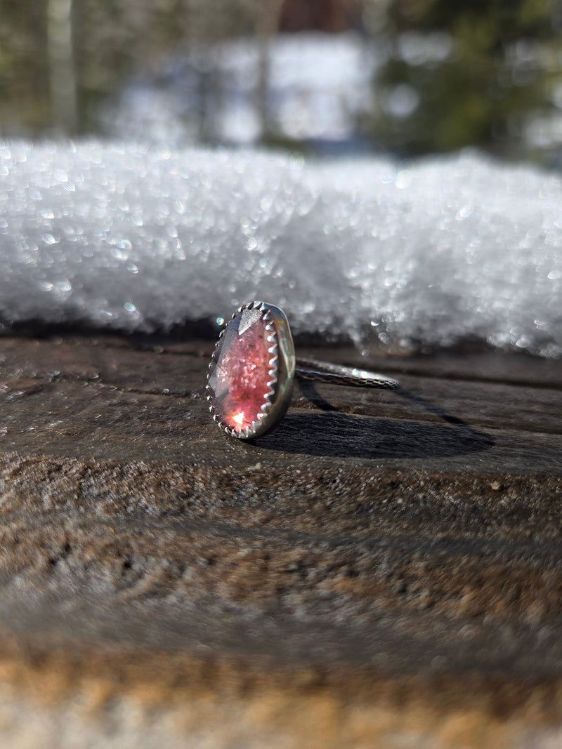 Rose Cut Watermelon Tourmaline Ring - Alpine Lily Jewelry & Designs