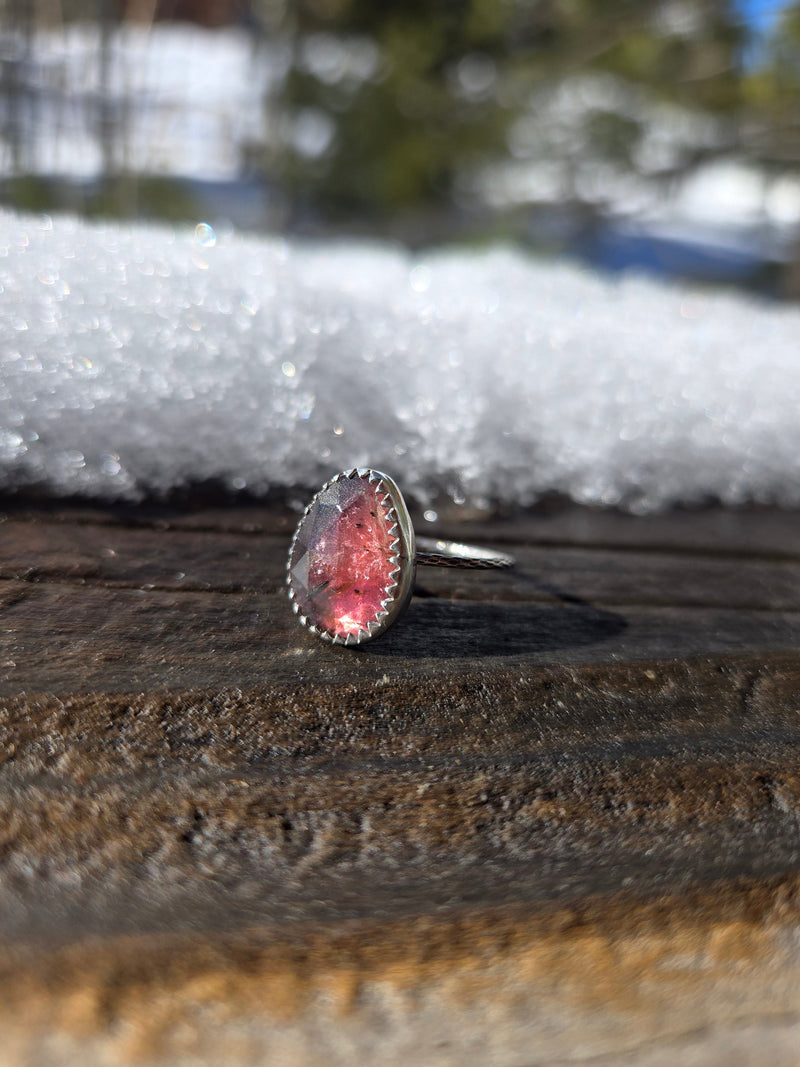 Rose Cut Watermelon Tourmaline Ring - Alpine Lily Jewelry & Designs